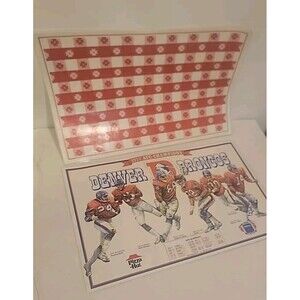 1977 Pizza Hut Denver Broncos Place Mat Set of 2 AFC Champs W/78 Schedule-EUC!
